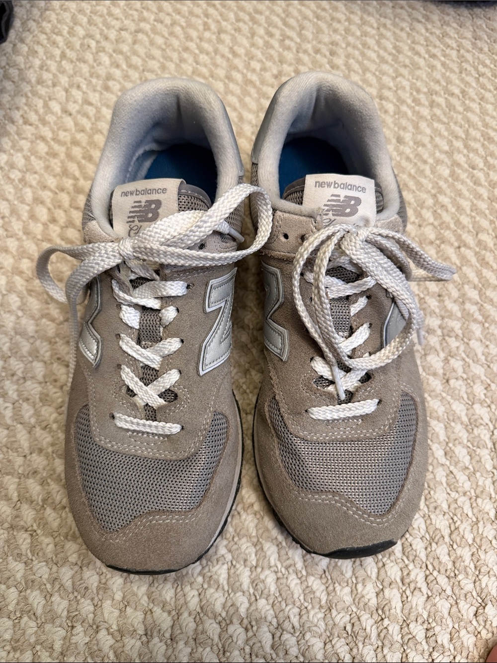 New Balance Taupe Gray Suede & Mesh Trainers - 574